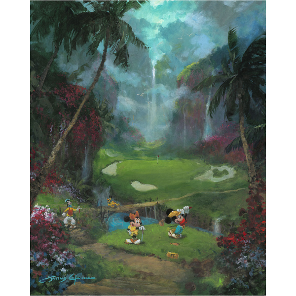 17 Tee In Paradise - 30" x 24" Limited Edition Embellished Canvas Giclee