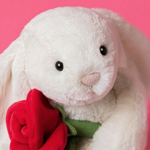 CREAM BUNNY WITH ROSE by Jellycat