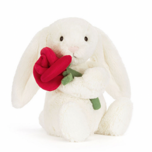 CREAM BUNNY WITH ROSE by Jellycat