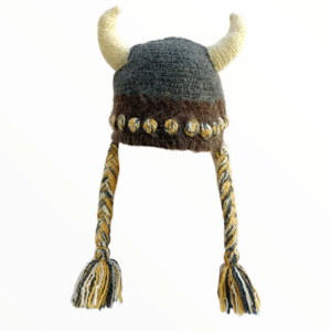 HAT-VIKING W/ BRAIDS-CHARCOAL