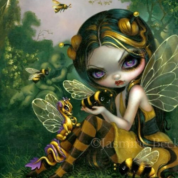 Bumblebee Dragonling square detail by Jasmine Becket Griffith
