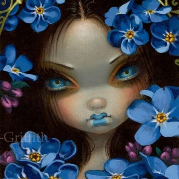 The Language of Flowers I - Forget-me-Nots square detail by Jasmine Becket Griffith
