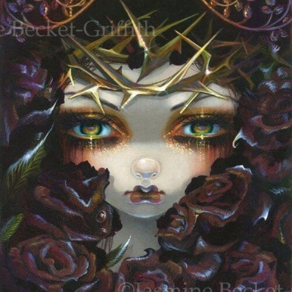The Language of Flowers VI - Black Roses square detail by Jasmine Becket Griffith