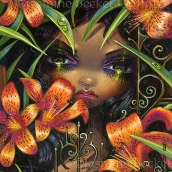 the Language of Flowers V - Tiger Lily square detail by Jasmine Becket Griffith