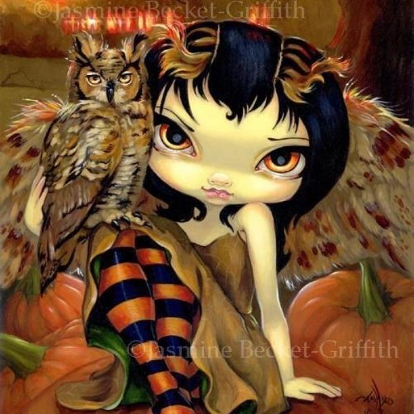 Owlyn in Autumn square detail by Jasmine Becket Griffith