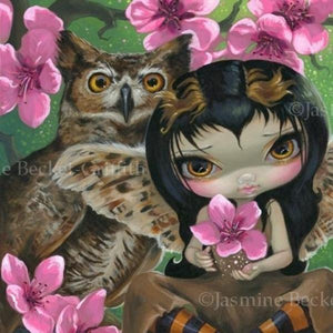 Owlyn in Springtime square detail by Jasmine Becket Griffith