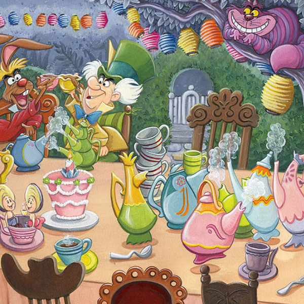 Alice in Wonderland ''Tea Time in Wonderland'' by Michelle St.Laurent  Framed Canvas Artwork – Limited Edition