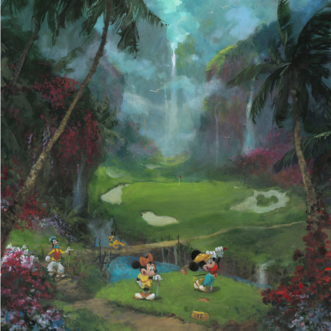 17 Tee In Paradise - 30" x 24" Limited Edition Embellished Canvas Giclee