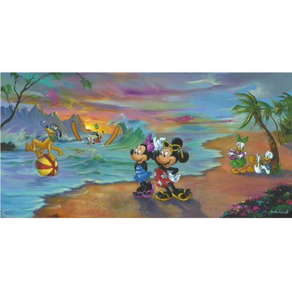 Mickey and The Gang's Hawaiian Vacation - 18" x 36" Limited Edition Embellished Canvas Giclee