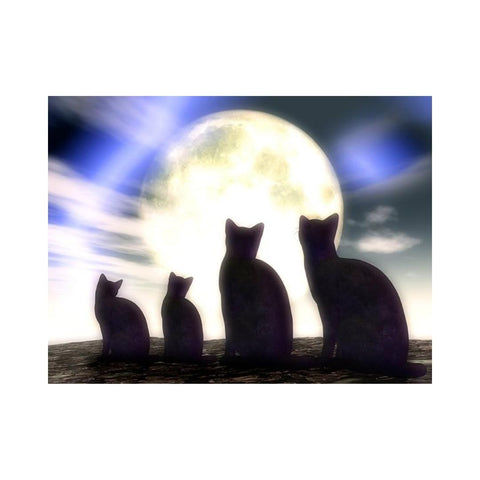 CATS-Kitty Family in the Moonlight by Alan Foxx - PoP x HoyPoloi Gallery