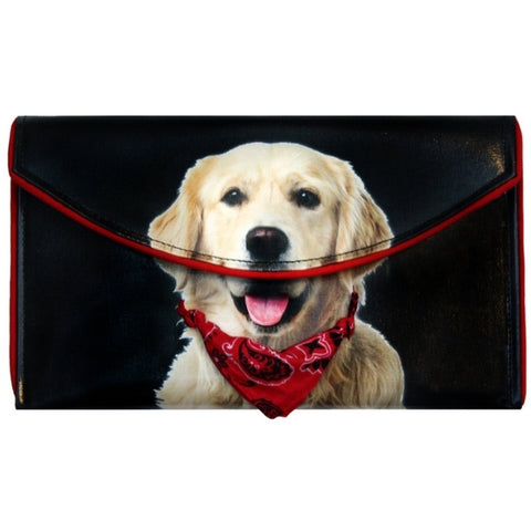 Golden Retriever on black Handbag