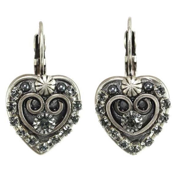 EARRINGS-Silver Heart Dark Crystal - PoP x HoyPoloi Gallery