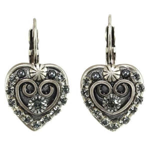 EARRINGS-Silver Heart Dark Crystal - PoP x HoyPoloi Gallery