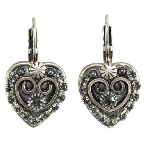 EARRINGS-Silver Heart Dark Crystal - PoP x HoyPoloi Gallery