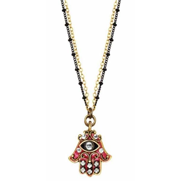 NECKLACE-HAMSA-Small Pink with Double Chain - PoP x HoyPoloi Gallery