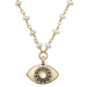 NECKLACE-EVIL EYE-Ivory Pearl - PoP x HoyPoloi Gallery