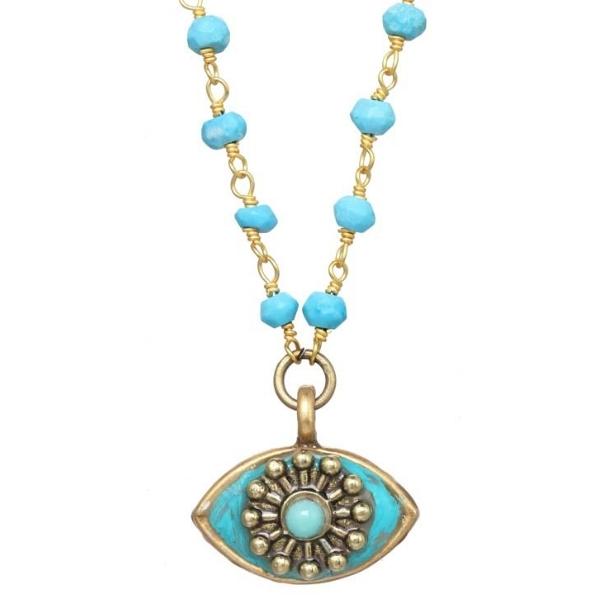 NECKLACE-EVIL EYE-Turquoise - PoP x HoyPoloi Gallery