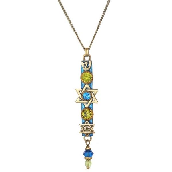 NECKLACE-Mezuzah-Green & Blue Star of David - PoP x HoyPoloi Gallery