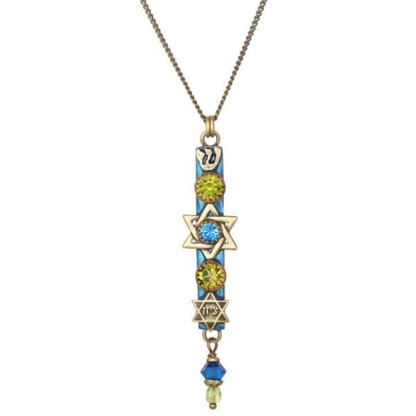 NECKLACE-Mezuzah-Green & Blue Star of David - PoP x HoyPoloi Gallery