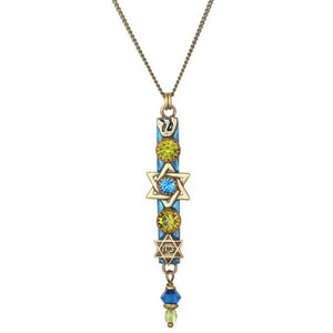 NECKLACE-Mezuzah-Green & Blue Star of David - PoP x HoyPoloi Gallery