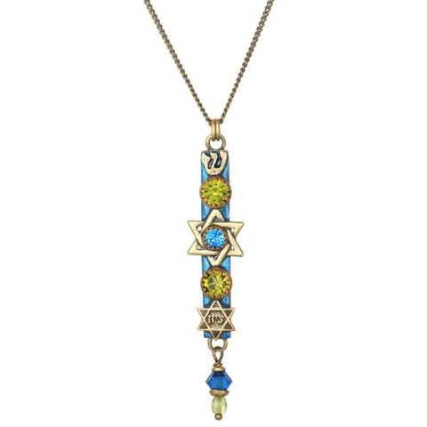 NECKLACE-Mezuzah-Green & Blue Star of David - PoP x HoyPoloi Gallery