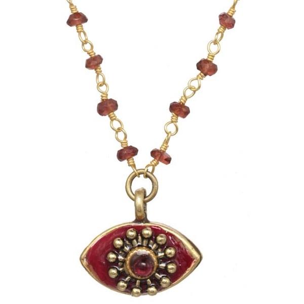 NECKLACE-EVIL EYE-Garnet - PoP x HoyPoloi Gallery