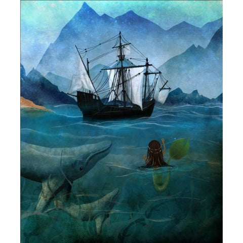 Mermaid and Ship by Jessica Von Braun