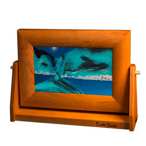Sandscape Small - 7" x 9" with Cherry Frame - Ocean