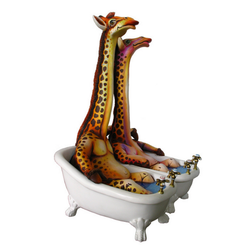 Giraffes In Love in Bathtub by Carlos and Albert