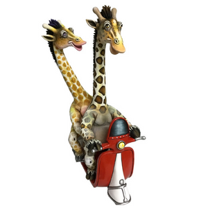 Giraffes in Love on Red Vespa by Carlos and Albert